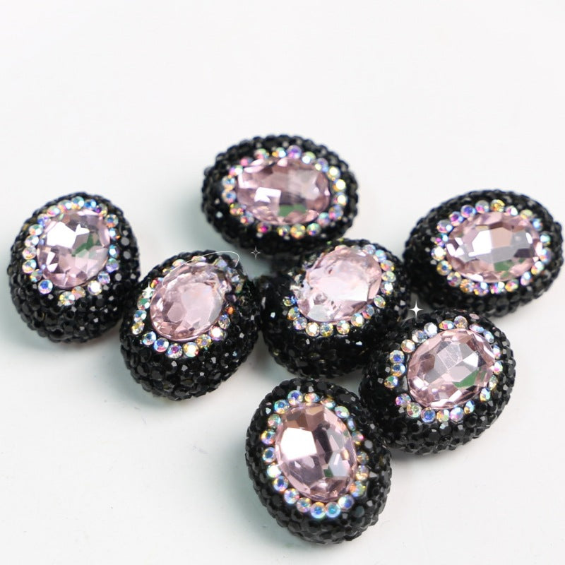 Wholesale Pigeon Egg Clay Inlaid with Diamond Straight Hole Diamond Beads